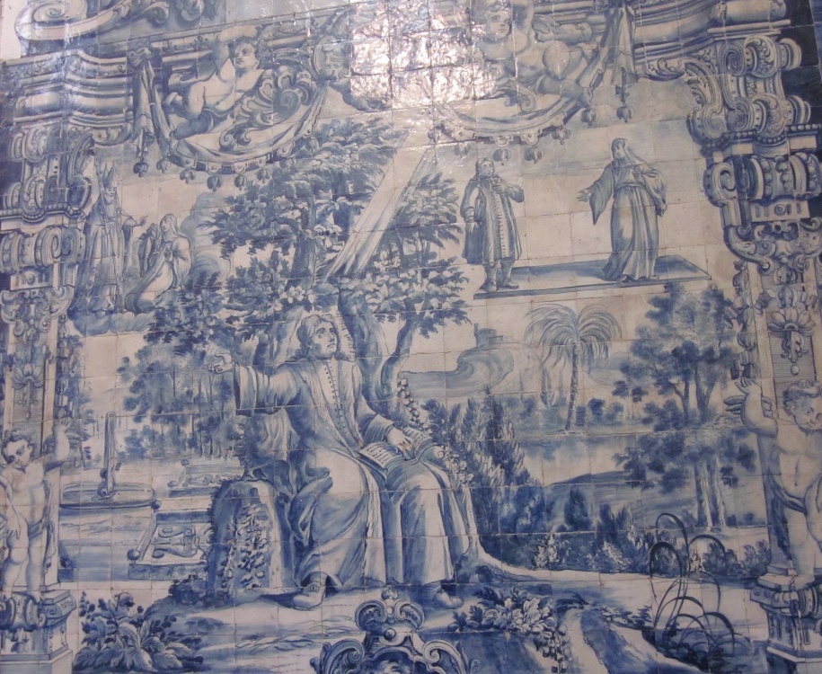 La scena del Tolle lege nel giardino della casa di Milano nell'anno 386 nella chiesa di santa Cruz a Coimbra