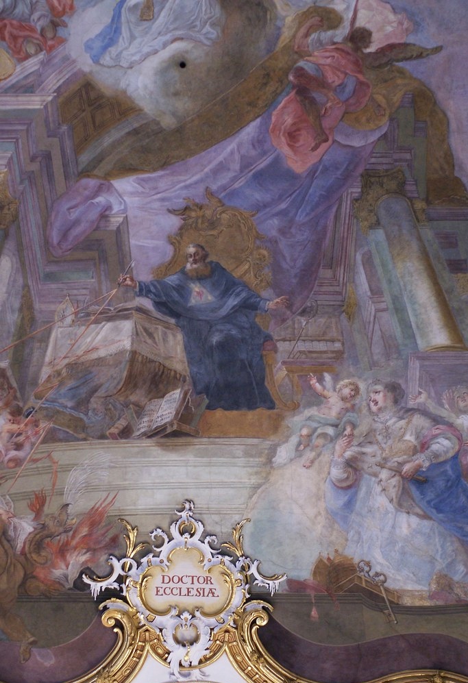 Agostino Dottore della Chiesa: affresco di Enderle nella chiesa agostiniana di Magonza
