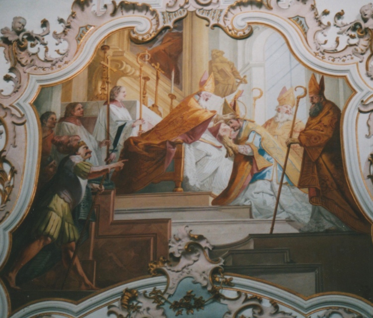 Consacrazione episcopale di Agostino, affresco di Matthaus Gunther nella chiesa agostiniana della Nativit di Maria a Rottenbuch
