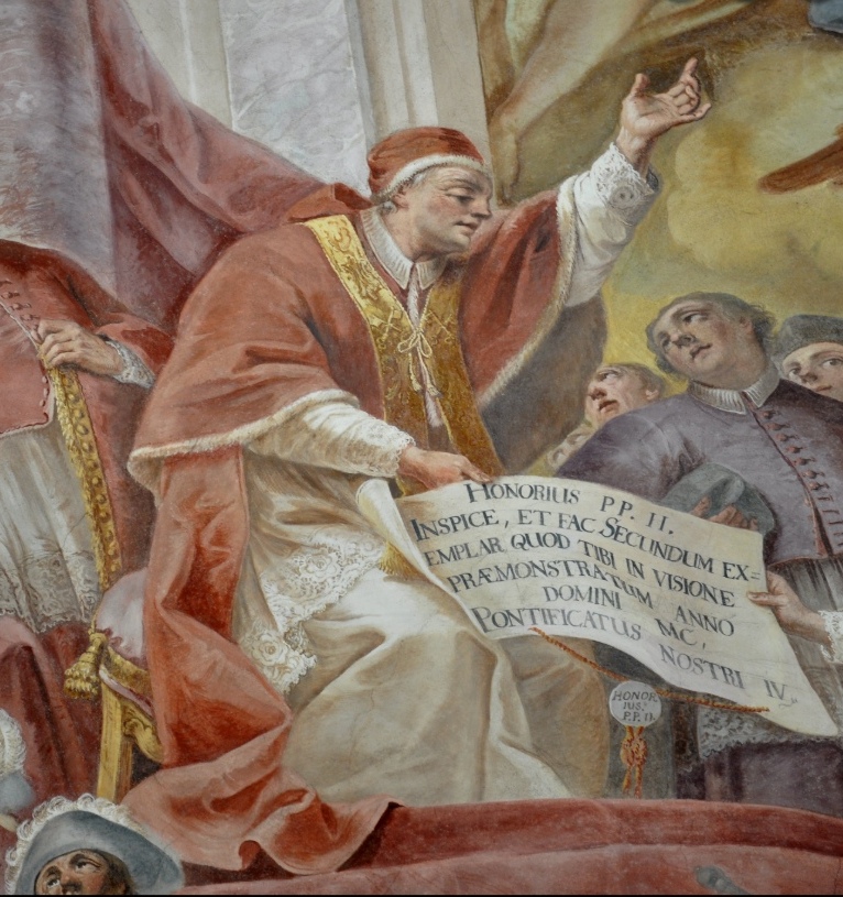 I premostratensi di Norberto ricevono da papa Onorio II l'atto costitutivo secondo la regola agostiniana