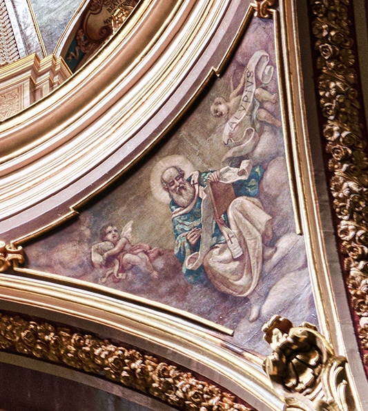 Immagine di Alipio dipinta nella chiesa di sant'Agostino a La Valletta a Malta