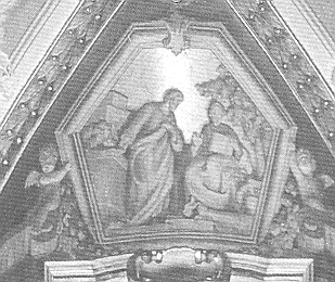 Agostino incontra Ponticiano o Simpliciano, nel ciclo di affreschi agostiniano di Vela alla Valletta a Malta