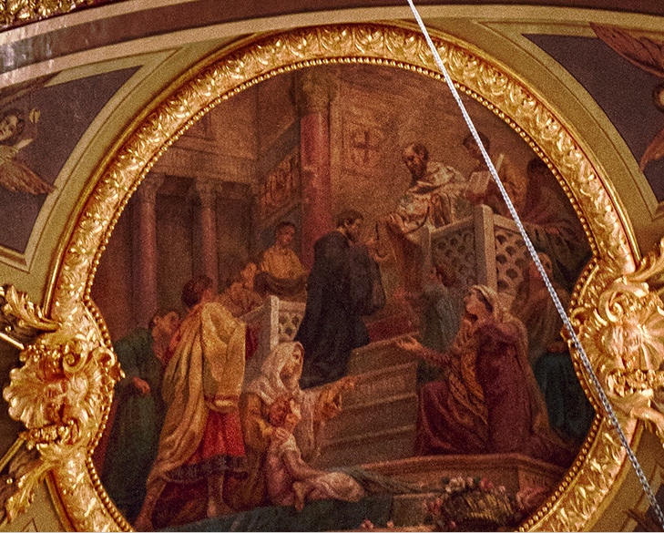 Agostino riceve l'abito religioso, nel ciclo di affreschi agostiniano di Vela alla Valletta a Malta