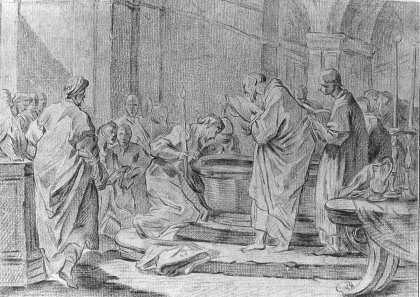 Battesimo di Agostino, tela di Carl Van Loo nella Chiesa di Notre-Dame-des-Victoires a Parigi