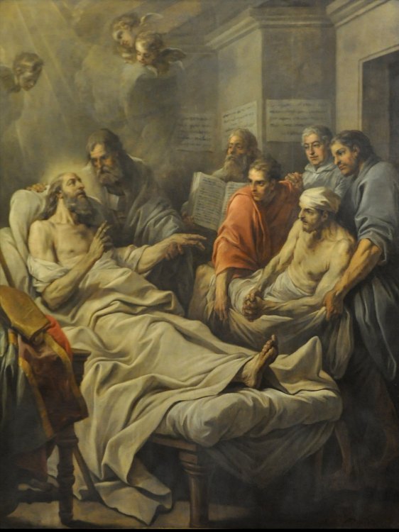 Morte di Agostino, tela di Carl Van Loo nella Chiesa di Notre-Dame-des-Victoires a Parigi