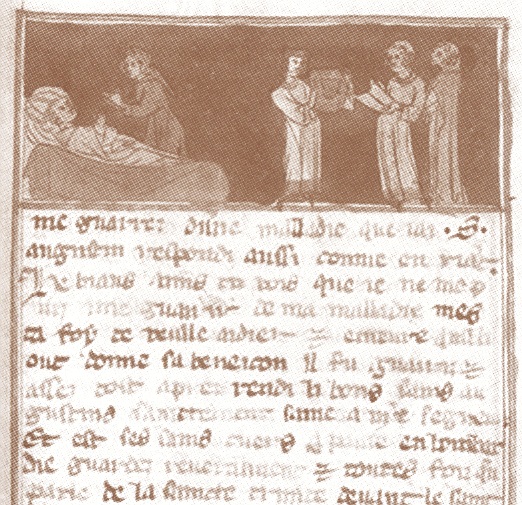 Agostino risana un malato e il suo cuore arde per la Trinit nel manoscritto ms 26 di Chantilly detto Ci nous dit