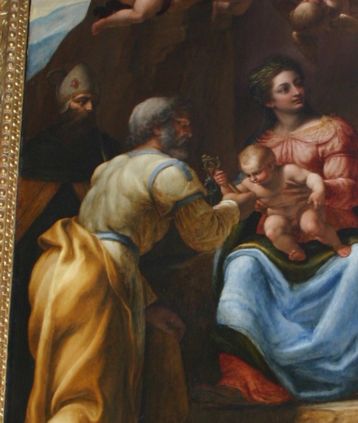 Incoronazione della Vergine con il bambino fra i santi Pietro, Agostino e Paolo, tela di Lomazzo nella chiesa agostiniana di san Marco a Milano