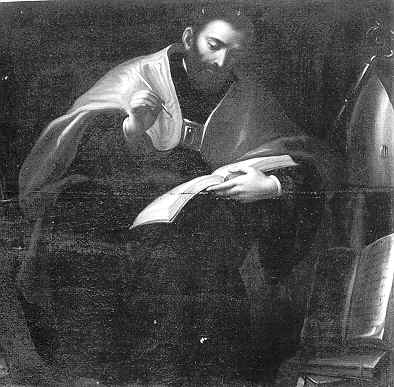 Agostino dottore della chiesa che scrive nella chiesa agostiniana di san Marco a Milano