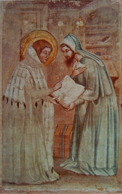 Agostino e Alipio leggono gli Atti degli Apostoli, affresco nella chiesa di sant'Agostino dei Frati Eremitani a Padova