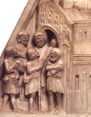 I pelelgrini in visita alla tomba di Agostino a Pavia