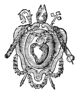 Attributi da vescovo e cuore fiammante, stemma dell'Ordine agostiniano nel 1785