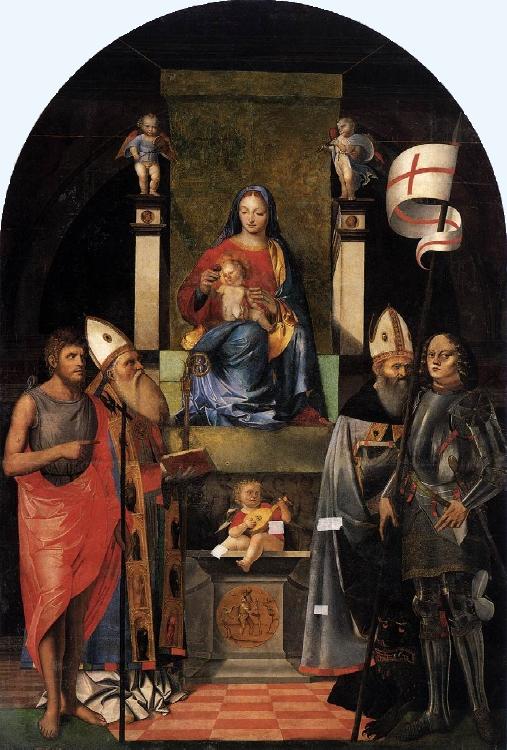 Madonna col Bambino, Agostino e Santi (Pala dei barcaioli) di Giovanni Agostino da Lodi