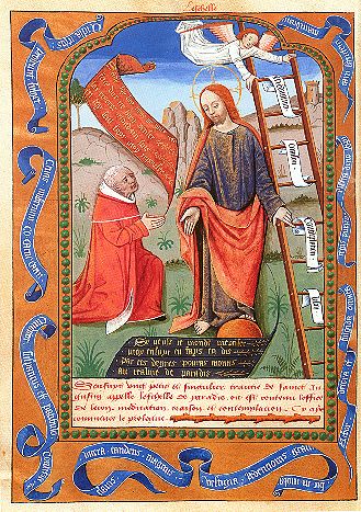 Agostino ai piedi di Cristo di anonimo miniaturista francese del primo Cinquecento