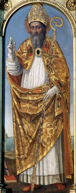 Sant'Agostino vescovo nel Polittico della Pentecoste