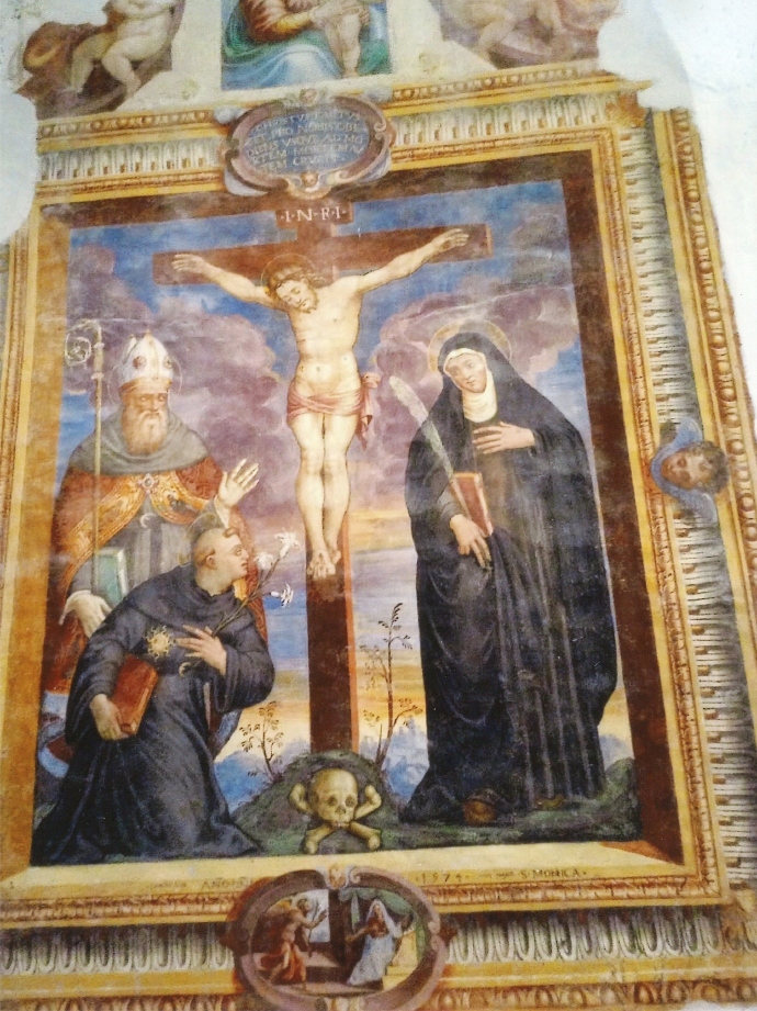 Crocifissione e i Santi Monica, Agostino e Nicola da Tolentino di Angelucci Camillo
