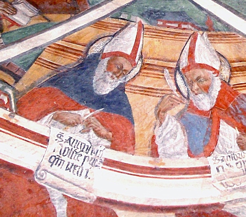 Agostino vescovo e Dottore della Chiesa al fianco di Ambrogio