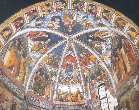 L'abside della chiesa di San Vigilio a Pinzolo dipinta da Simone Baschenis