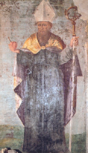 Agostino, Monica e la Madonna della Cintura: lunetta di Orazio Sanmarchi a Persiceto