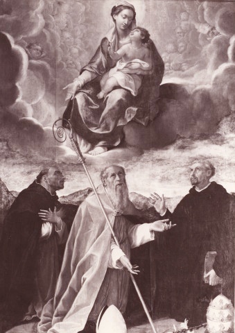 Madonna con Bambino in gloria adorata da san Nicola di Bari, san Domenico, sant'Agostino e san Filippo Benizi