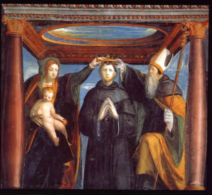 Agostino e la Vergine con il Bambino incoronano San Nicola da Tolentino
