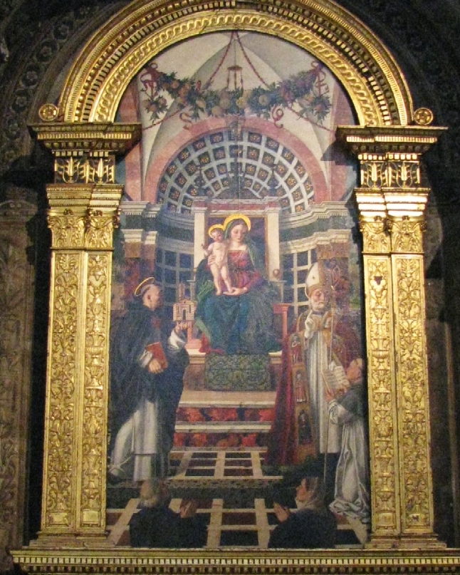Madonna con Bambino in trono tra san Tommaso d'Aquino, sant'Agostino e i coniugi Centrego committenti