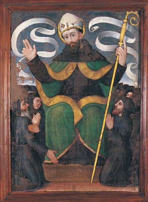 Sant'Agostino benedice i membri della confraternita