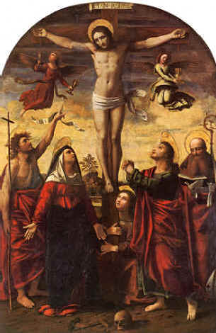 Agostino e santi ai piedi della Croce di Giovan Battista Benvenuti detto l'Ortolano