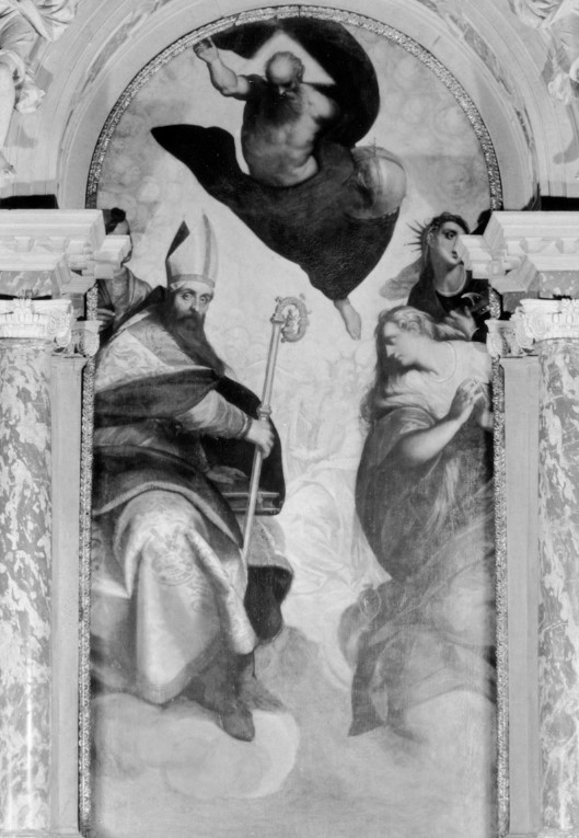 Padre Eterno in gloria con i santi Agostino, Lorenzo e sante