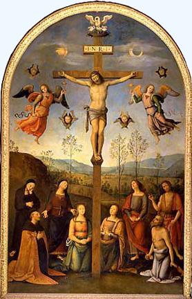 Crocifissione, le Marie e i Santi Monica, Girolamo, Battista e Agostino di Pietro Vannucci detto il Perugino