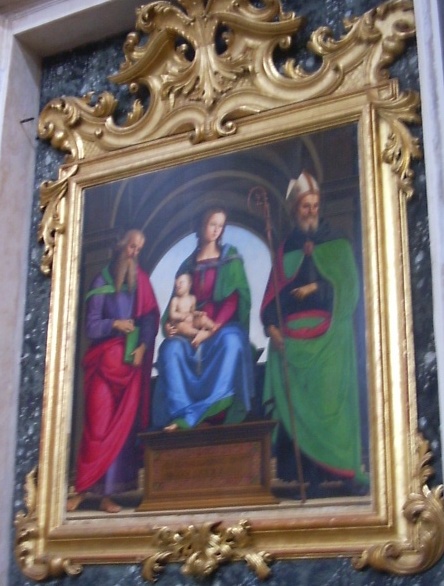 Madonna in trono con Giovanni Evangelista e Agostino di Pietro Vannucci detto il Perugino