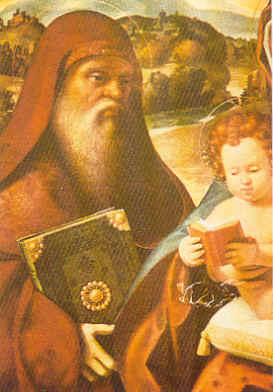 Madonna con il Bambino, Agostino e santa Elisabetta: particolare di sant'Agostino