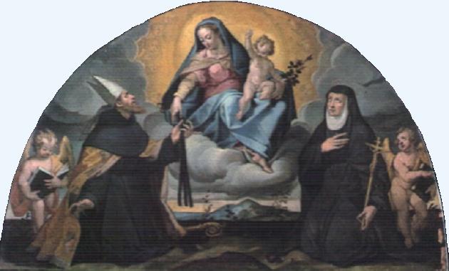 Agostino, Monica e la Madonna della Cintura: lunetta di Orazio Sanmarchi a Persiceto