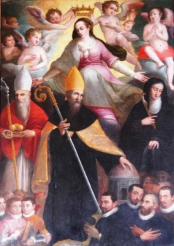 Madonna in Gloria circondata da San Nicola di Bari, Sant'Agostino, Santa Chiara e da una Confraternita