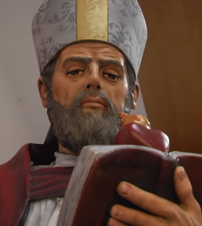 Agostino vescovo e Dottore della Chiesa: particolare del volto del santo