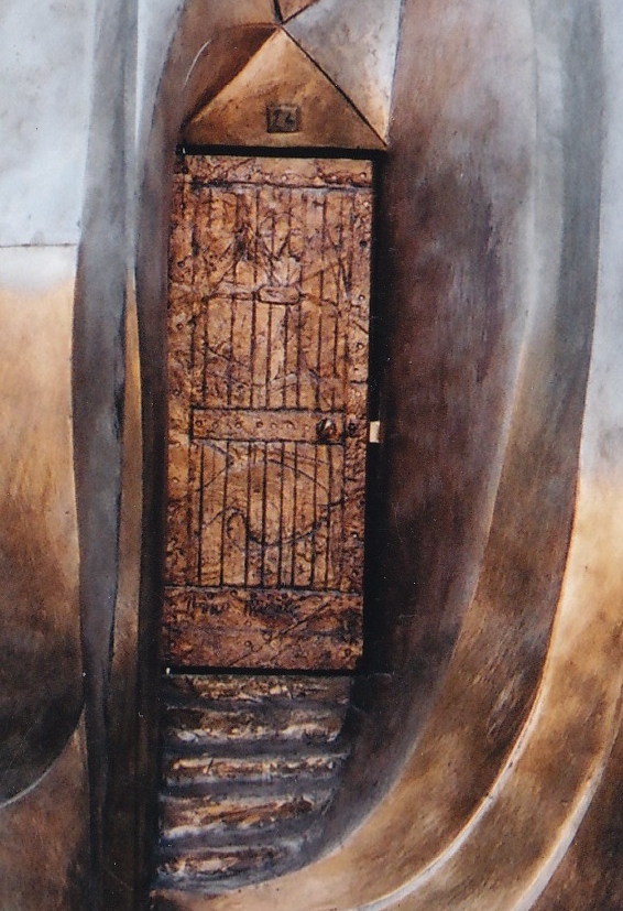 Germoglio la casa di Sant'Agostino dello scultore Nunzio Quarto: particolare della porta
