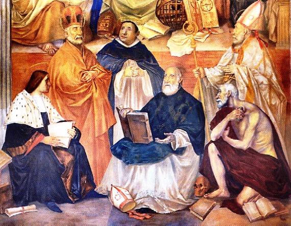 Sant'Agostino vescovo e Dottore della Chiesa con altri Padri
