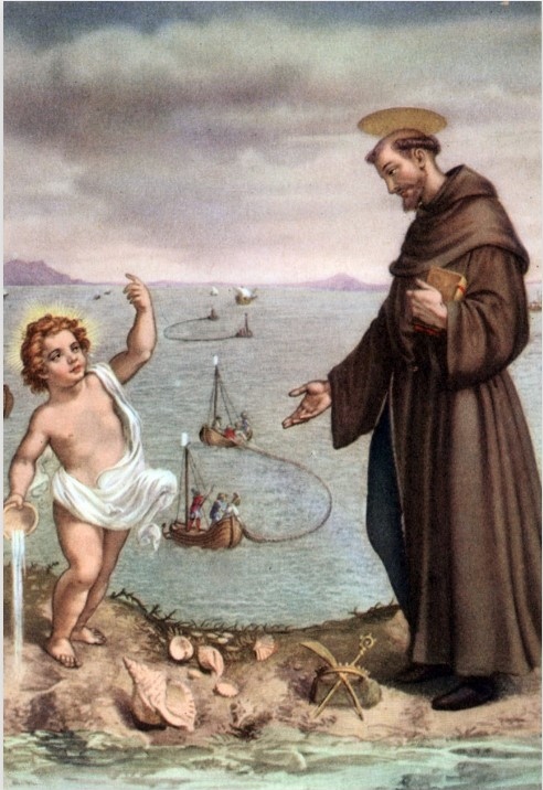 Agostino e il bambino sulla spiaggia