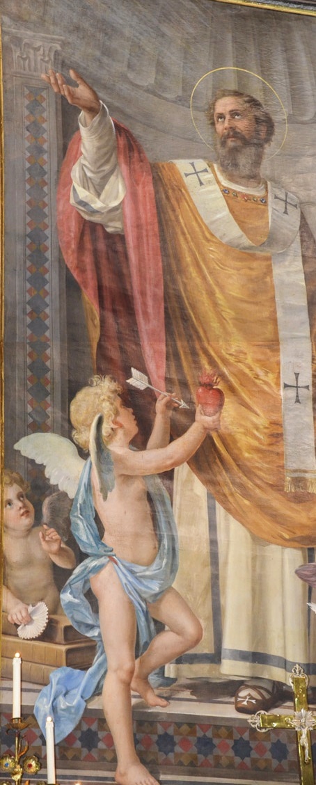 La pala con sant'Agostino sull'altare maggiore della chiesa
