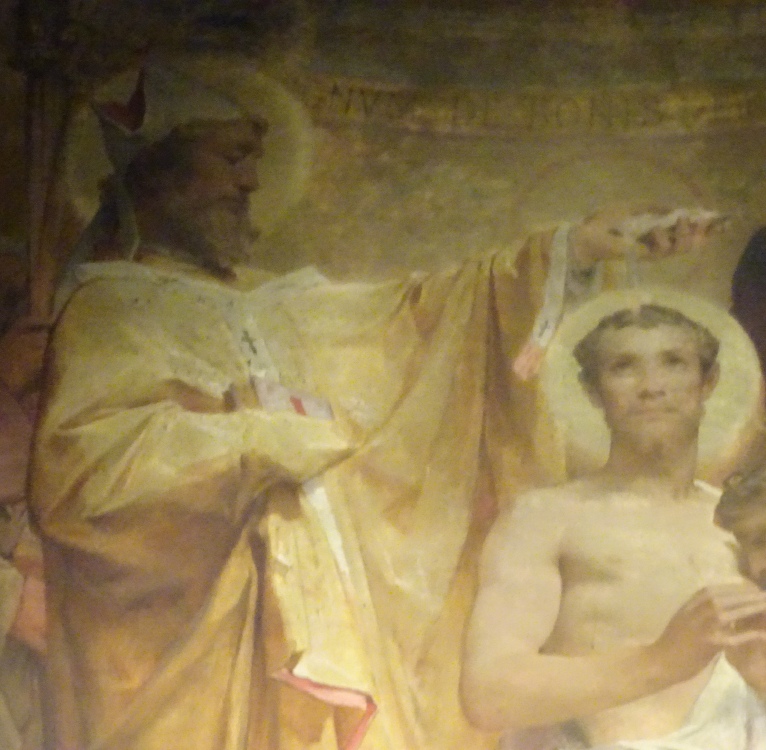 Battesimo di Agostino: particolare di Ambrogio