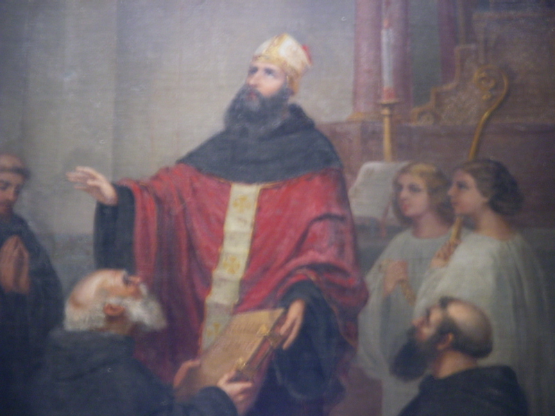 Agostino vescovo e Dottore della Chiesa consegna la sua Regola ai monaci