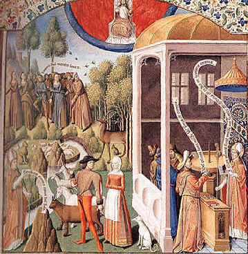 S. Agostino e la creazione da una miniatura francese quattrocentesca