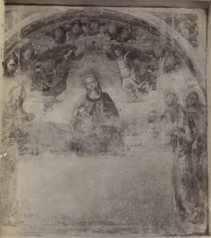 Madonna con Bambino incoronata dagli angeli tra sant'Agostino, san Girolamo, san Giovanni Evangelista e un santo