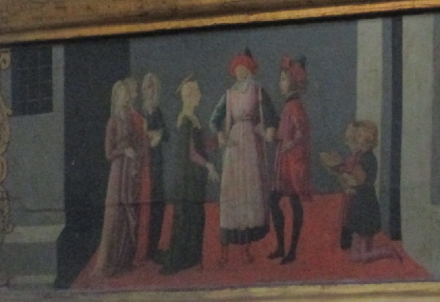 Matrimonio di Monica e Patrizio, scena dalla predella di Francesco Botticini in Santo Spirito a Firenze, Cappella Bini