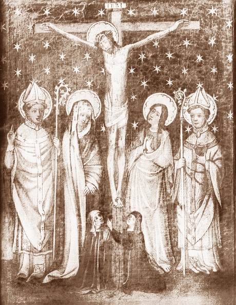 Il Crocifisso tra Maria e Giovanni, sant'Agostino e un santo vescovo