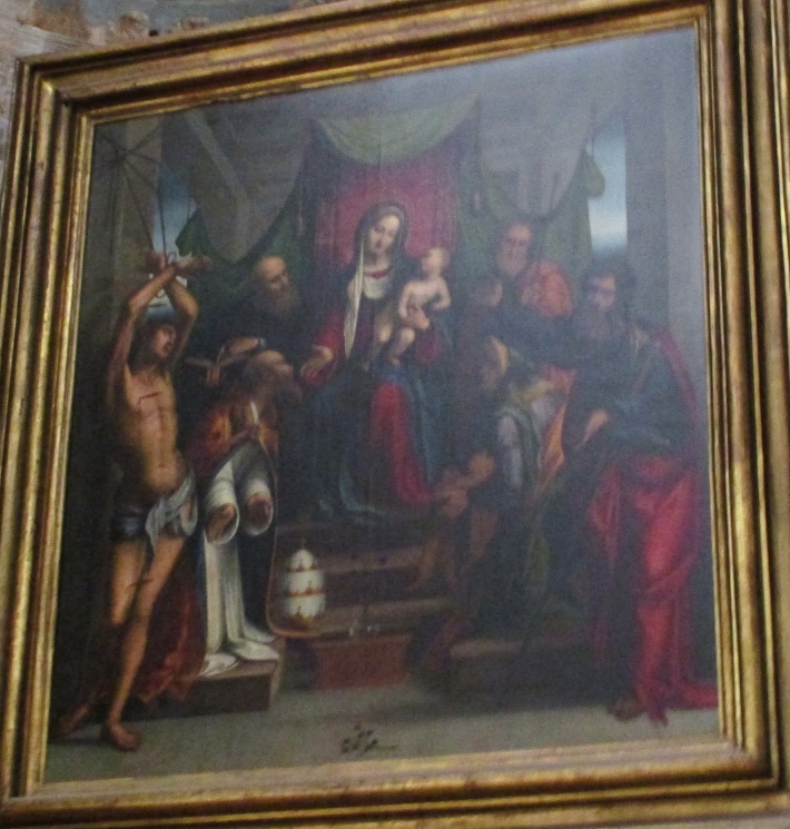 Madonna con Bambino in trono tra san Sebastiano, san Silvestro, sant'Agostino, san Paolo, sant'Elisabetta, san Giovannino e san Rocco