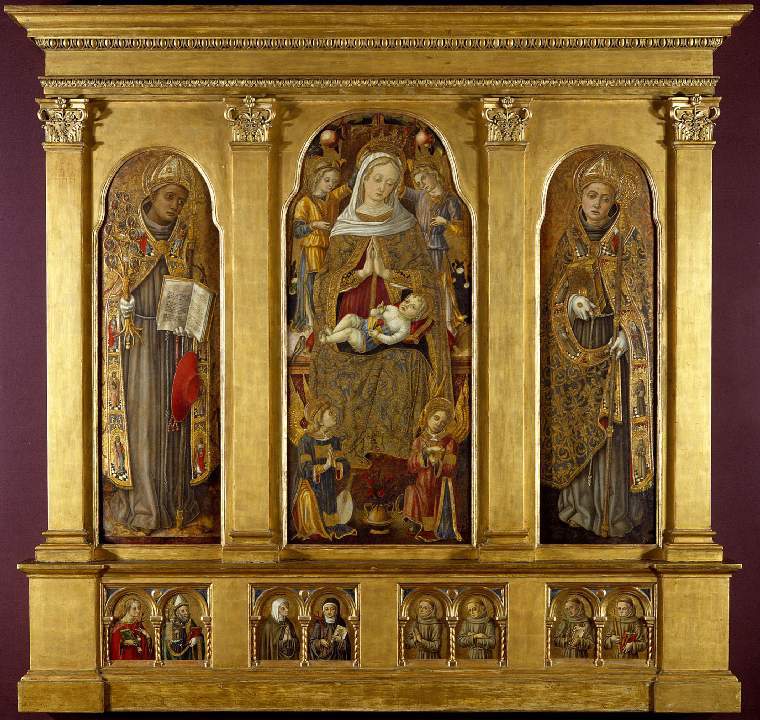 Il polittico con la Vergine e il bambino in trono con i santi Bonaventura e Luigi di Tolosa