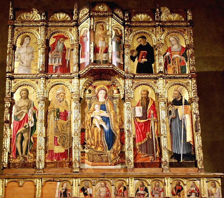 Vergine in trono con Agostino e santi di Vittore Crivelli