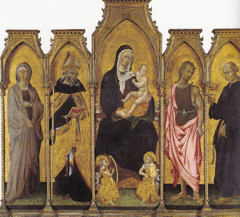Madonna in trono col Bambino, Agostino, angeli e santi