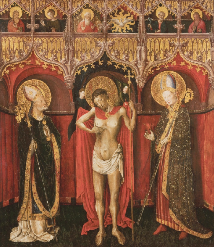 Cristo mostra la ferita fra i santi Ambrogio e Agostino