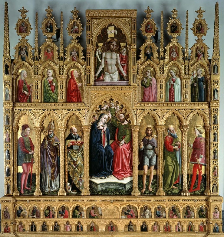Incoronazione della Vergine, Cristo deposto con Agostino e Santi